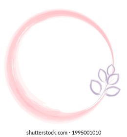 Beautiful logo or wedding invitation design. Round watercolor frame with a sprig for text. Logo background for beauty and fashion isolated on white.