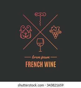 Beautiful logo for wine company with different winery elements made in vector