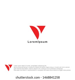 beautiful logotype with v letter. half circle with red colour