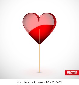 Beautiful lollipop with heart-shaped. Happy Valentines Day Card. Vector illustration. Editable and isolated. Love theme.