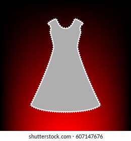 beautiful long dress sign Postage stam or old photo style on red-black gradient background.