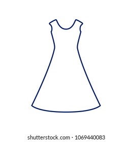 Beautiful long dress sign. Vector. Flat style black icon on white.