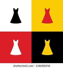 Beautiful long dress sign. Vector. Icons of german flag on corresponding colors as background.