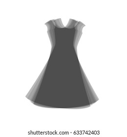 beautiful long dress sign. Vector. Gray icon shaked at white background.