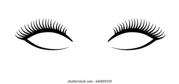 Beautiful long eyelashes vector icon for makeup. False lashes illustration