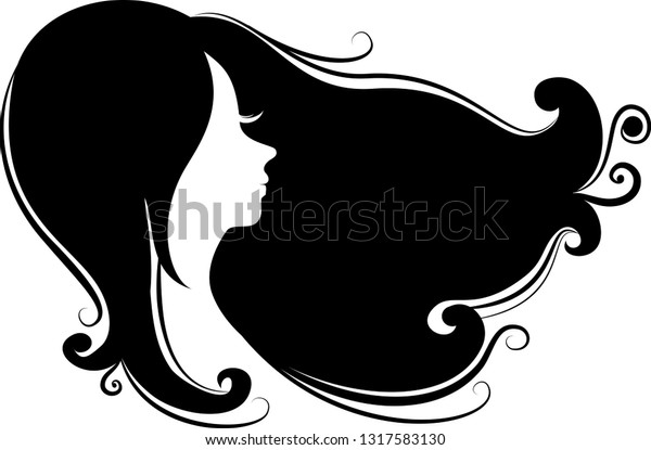 Beautiful Long Wavy Hair Woman Black Stock Vector (Royalty Free) 1317583130