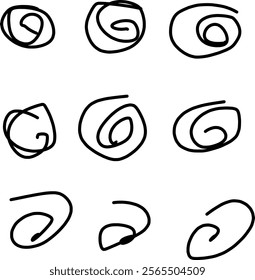 beautiful looking abstract doodles with different shapes, spirals, helix etc