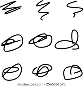 beautiful looking abstract doodles with different shapes, spirals, helix etc