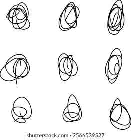 beautiful looking abstract doodles with different shapes, spirals, helix etc