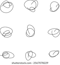 beautiful looking abstract doodles with different shapes, spirals, helix, icon, etc