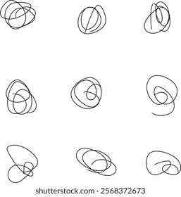 beautiful looking abstract doodles with different shapes, spirals, helix, icon, etc