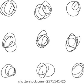 beautiful looking abstract doodles with different shapes, spirals, helix, icon, etc