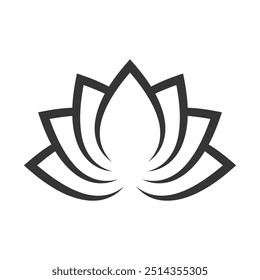 Beautiful lotus floral icon. Lotus flower cute decorative black silhouette design. Vector illustration