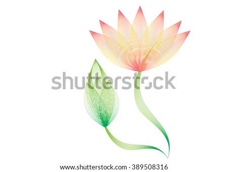 Beautiful Lotus Flower Color gradient light blend line vector abstract