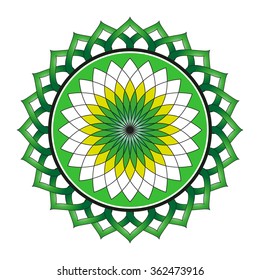 Beautiful Lotus Flower Color Wheel. Vector EPS10.
 Mandala. Oriental indian, chinese style. Circled element for design. Flower pattern isolated on white background. Logo template. Vector illustration