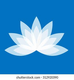 Beautiful lotus flower icon vector illustration on blue background