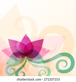 Beautiful lotus flower illustration. Vector abstract background. Design concept for beauty salon, massage, cosmetic and spa.