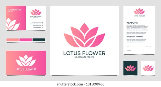 beautiful lotus flower logo design and business card for fashion, yoga, spa, beauty logo