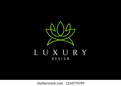 beautiful lotus flower logo in one line continuous design style