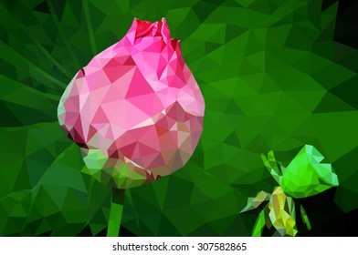 Beautiful lotus flower low poly,vector nature background