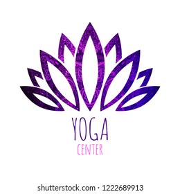 Beautiful lotus flower with mandala and stars background. Good for spa, yoga center, beauty salon and medicine logo designs. Esoteric mystic sign.