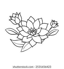 Beautiful Lotus Flower Outline for Coloring	