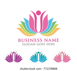 beautiful lotus flower vector logo design