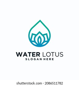 Beautiful lotus flower water logo simple and elegant luxury flower logo for beauty logo 