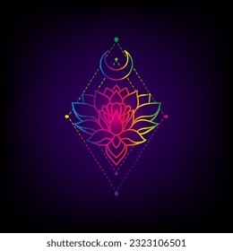 Beautiful lotus mandala art in zen boho style is perfect for a yoga logo. You can use this art to create a logo Lotus flower with intricate patterns, hippie for decoration