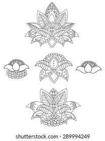 Beautiful lotus. Ornament Vector yoga. Hand drawn element. Picture for design, kaleidoscope, medallion, yoga, india, arabic. Lotus. Flower lotus. Lotus pats. Lotus classic. Lotus tattoo. Lotus tarot.