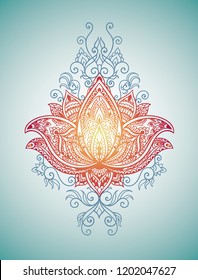 Beautiful lotus in the patterns on the lace background