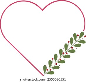 Beautiful Love Border Frame With Red Cherries And Green Leaves