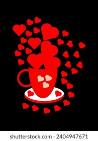 a beautiful love bundle with black background, red love design in night mood, red love design with black background,