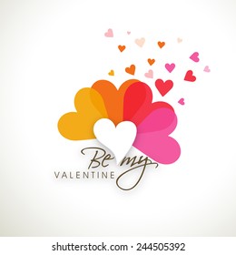 Beautiful love card design with colorful hearts and stylish text for Happy Valentines Day celebration.