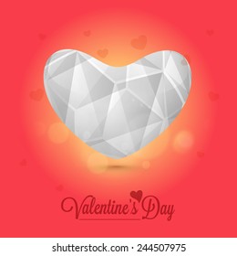 Beautiful love card design with creative heart on shiny red and pink background for Happy Valentines Day celebration.