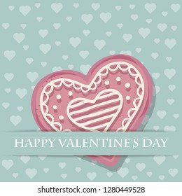 Beautiful love card with pink heart cookie