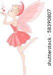 Beautiful love fairy sanding blowing kisses