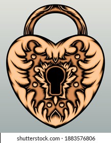 Beautiful love lock. Premium vector