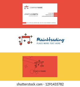 Beautiful Love Music Logo and business card. vertical Design Vector