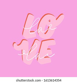 Beautiful love print with Valentines day elements. Romantic and cute elements and lovely typography. Vector hand drawn illustrations and lettering. Good for wedding, scrapbook, logo, t shirt design.