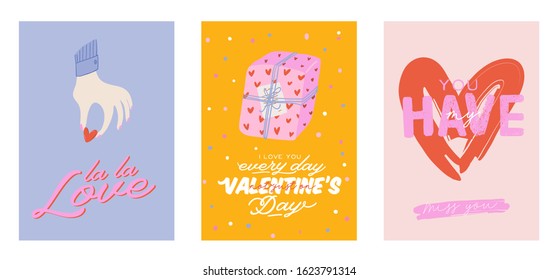 Beautiful Love Print With Valentines Day Elements. Romantic And Cute Elements And Lovely Typography. Vector Hand Drawn Illustrations And Lettering. Good For Wedding, Scrapbook, Logo, T Shirt Design.