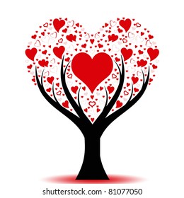 Beautiful love tree with hearts pattern