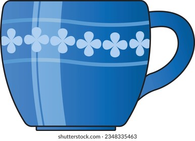 A beautiful and lovely designed blue cup texture vector on white background