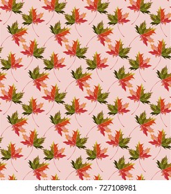 Beautiful lovely graphic artistic abstract bright floral herbal autumn green maple leaves pattern vector illustration. Perfect for textile, wallpapers, wrapping paper, cards, invitations