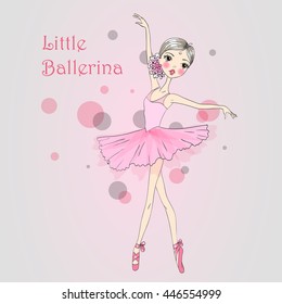 Beautiful, lovely, little ballerina. Vector illustration.