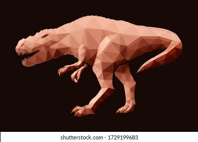 Hermosa ilustración de polícia baja con silueta de tiranosaurio rojo sobre fondo marrón oscuro