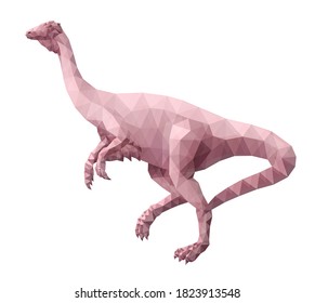 Beautiful low poly illustration with stylized pink dinosaur silhouette isolated on the white background