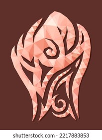 Schöne Low-Poly-Vektorgrafik mit bunter roter dekorativer Vintage-Faustsymbol auf violettem Hintergrund