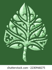 Schöne Low-Poly-Vektorgrafik mit einzeln bunter grüner Blattform