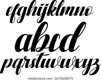 Beautiful lowercase calligraphy script alphabet a–z in vector format. Perfect for wedding invitations, branding, typography, posters, and creative design projects. EPS file included.